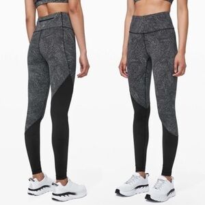 Lululemon Speed Wunder Leggings Free Spirit Ice Grey Black Size 6 Women’s